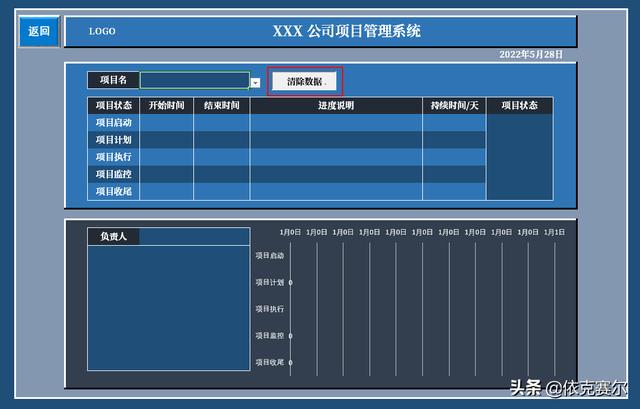 用EXCEL制作的項目管理系統(tǒng)-可自動生成甘特圖（excel項目管理甘特圖制作教程）