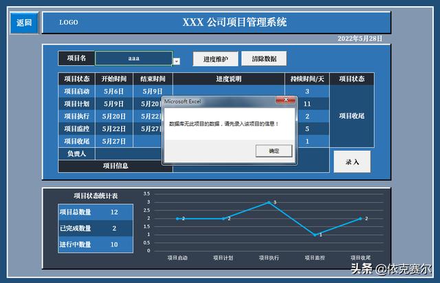 用EXCEL制作的項目管理系統(tǒng)-可自動生成甘特圖（excel項目管理甘特圖制作教程）