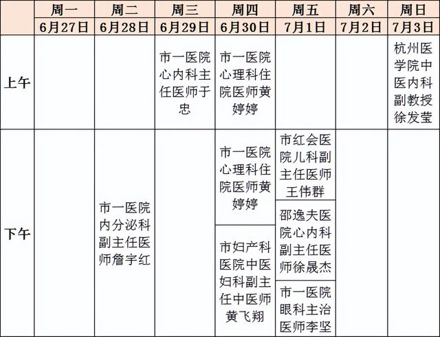 名醫(yī)專家到“家門口”坐診啦！排班表請(qǐng)收好（醫(yī)院專家坐診一覽表）