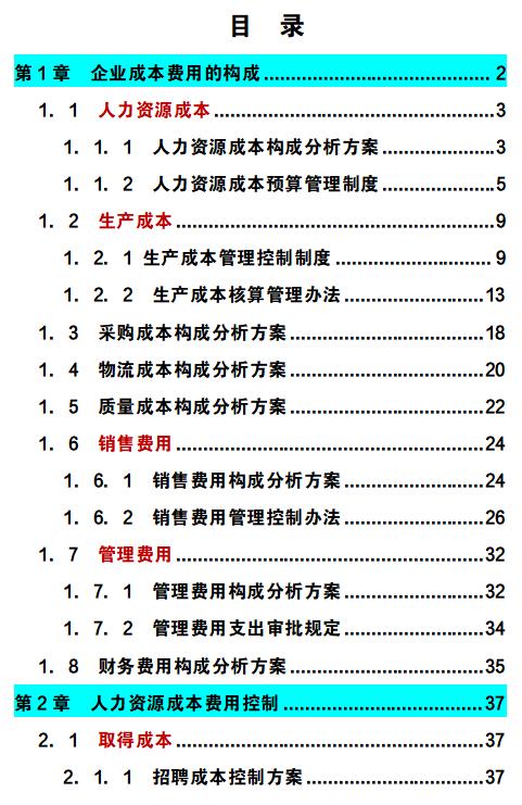 企業成本費用控制精細化管理（完整版），可編輯修改，值得收藏